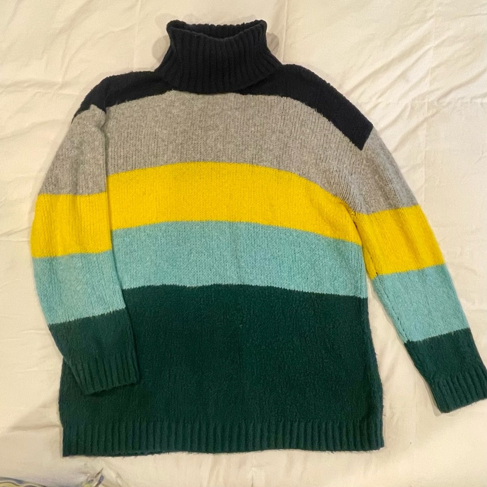 Chelsea 28 - Colorblock Striped Turtleneck Sweater - Acrylic/Viscose Blend - XL